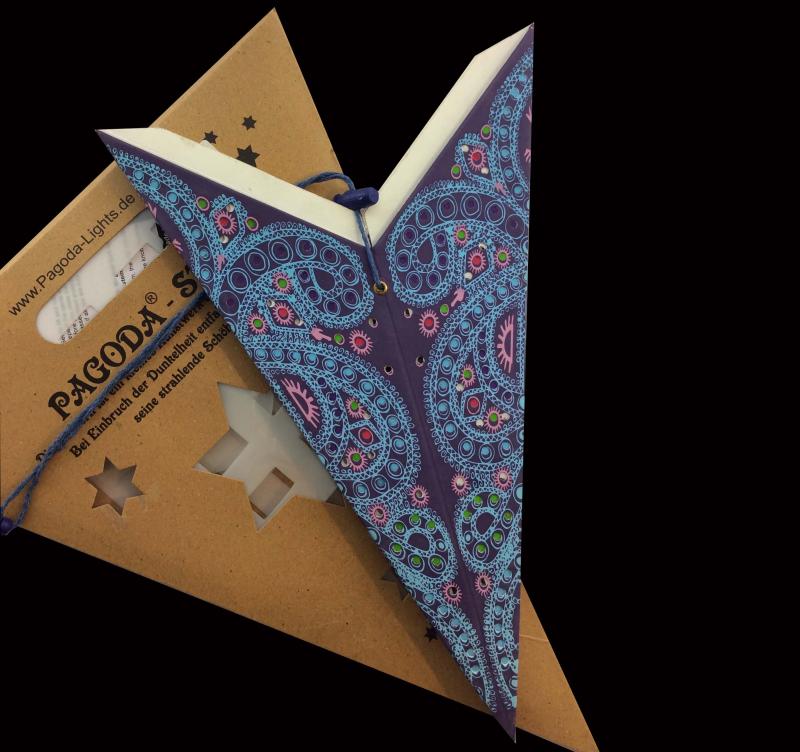 Dunhill Blau - Faltbarer Leuchtstern, Weihnachtsstern aus Papier mit 7 Zacken, 60 cm
